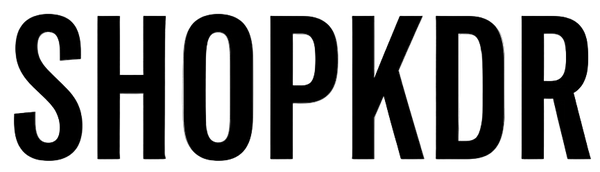 Black SHOPKDR wordmark in Fjalla One style